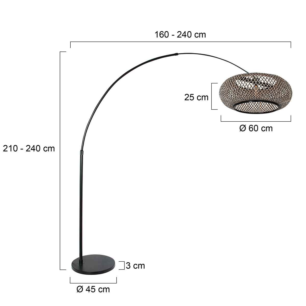 Vloerlamp Sparkled Light 7268ZW+K2001HS Zwart-Zwart/Bruin