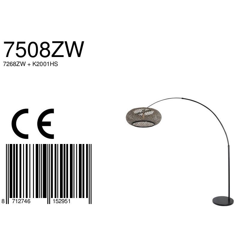 Vloerlamp Sparkled Light 7268ZW+K2001HS Zwart-Zwart/Bruin