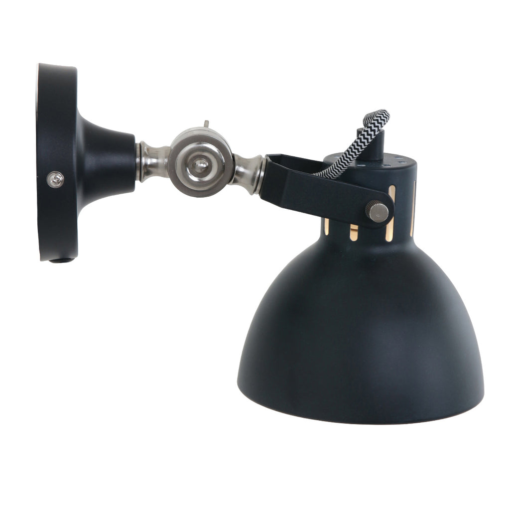 Zwarte stoere wandlamp Cera 7647ZW met kleine fitting E14