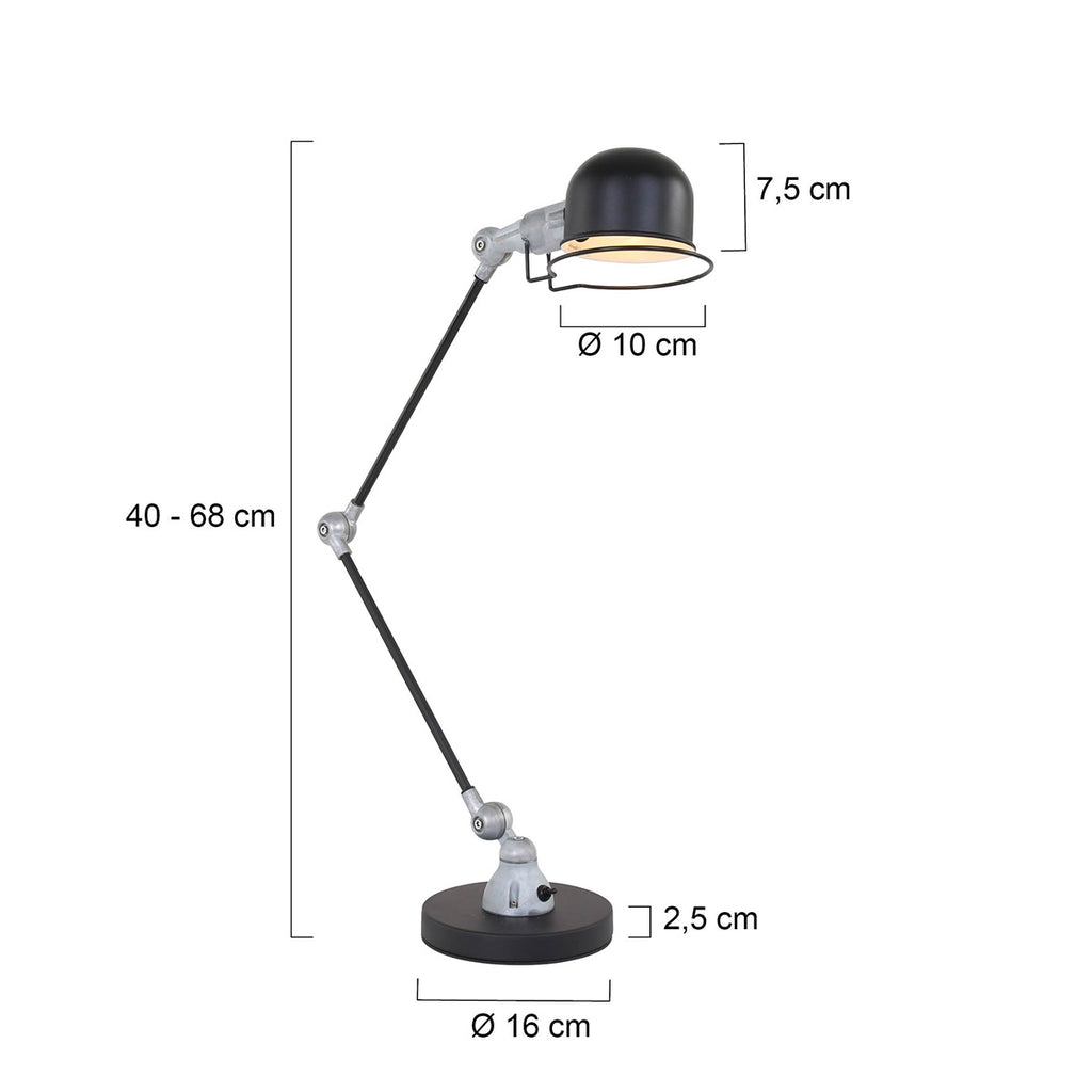 Tafellamp Davin 7655ZW Zwart met kleine fitting E14