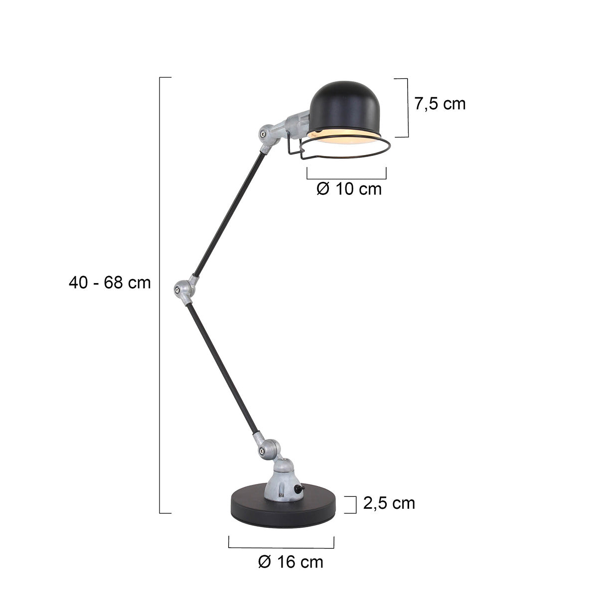 Tafellamp Davin 7655ZW Zwart met kleine fitting E14