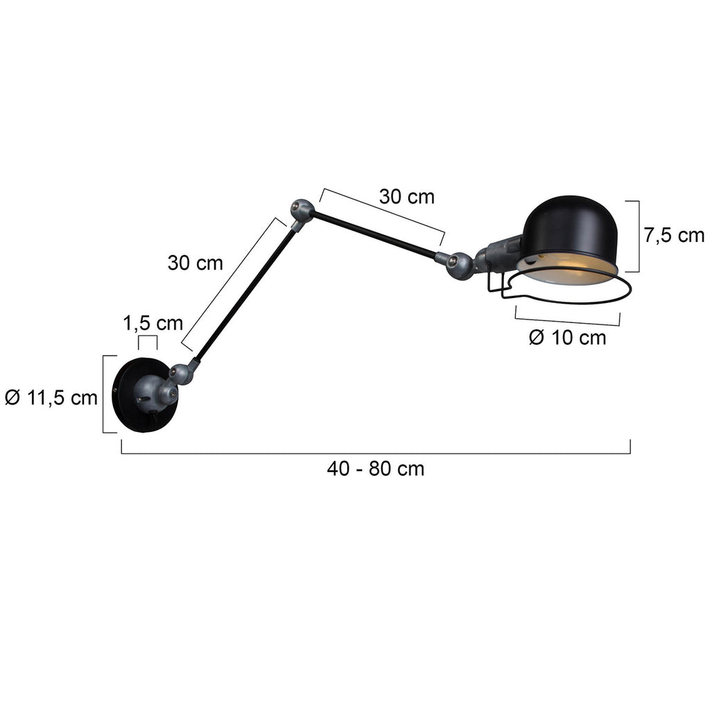 Wandlamp Davin 7656ZW Zwart met kleine fitting E14