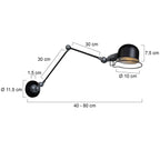 Wandlamp Davin 7656ZW Zwart met kleine fitting E14