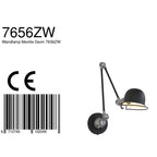 Wandlamp Davin 7656ZW Zwart met kleine fitting E14