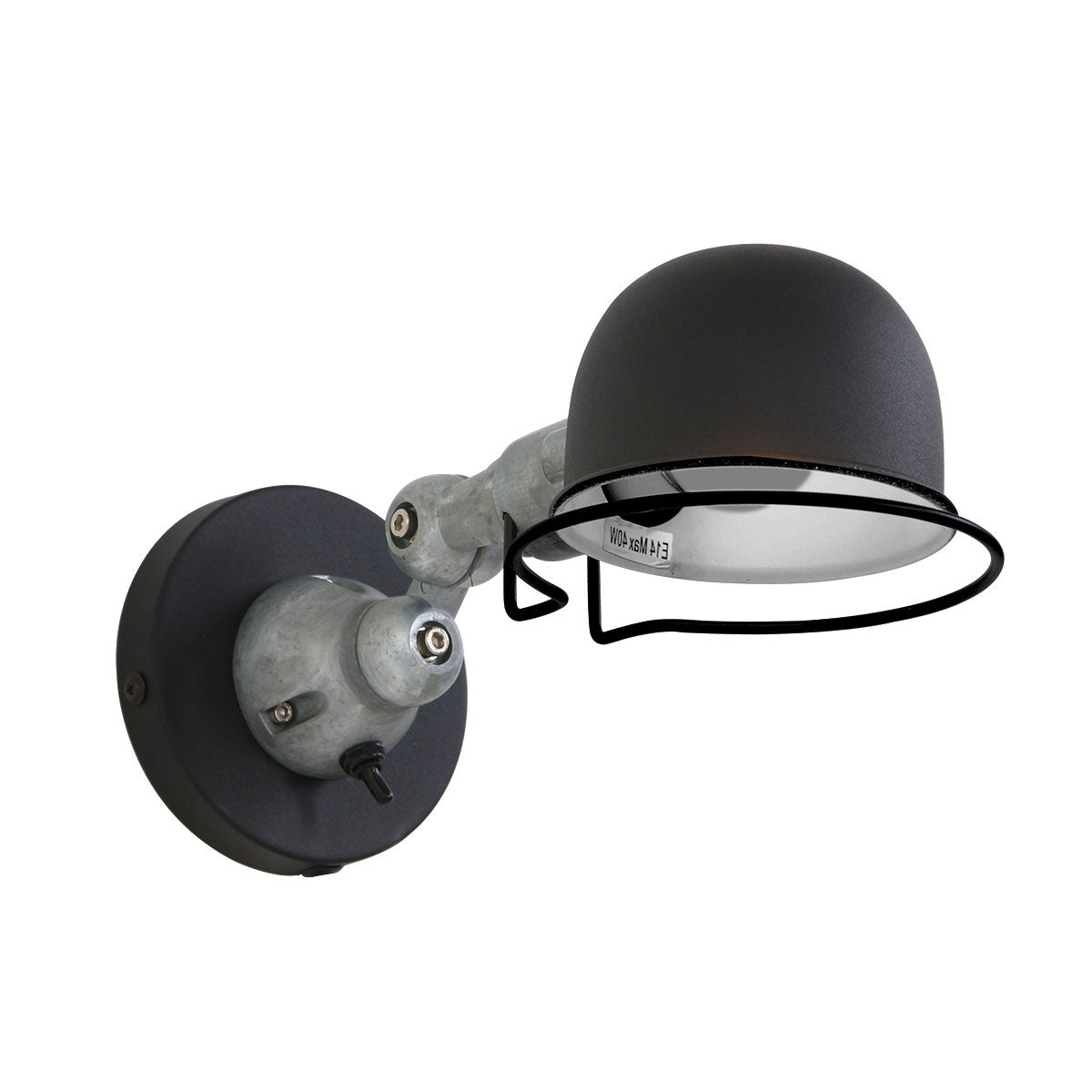 Wandlamp Davin 7657ZW Zwart met kleine fitting E14
