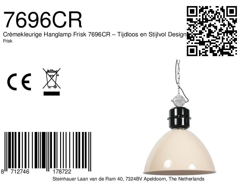 Crèmekleurige Hanglamp Frisk 7696CR – Tijdloos en Stijlvol Design