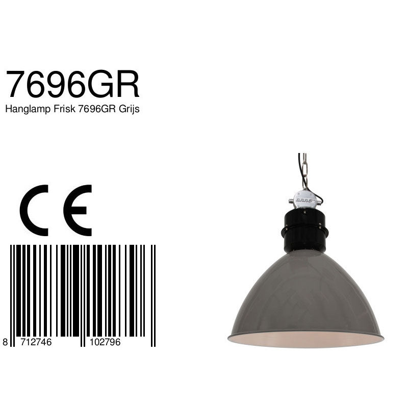 Industriële Grijze Hanglamp Frisk 7696GR – Robuust en Stijlvol