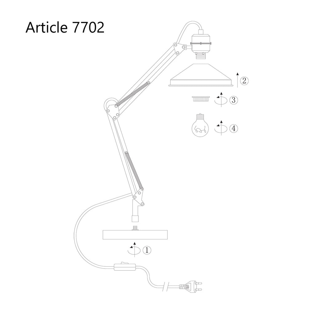 Tafellamp Zappa 7702ZW Zwart met schaararm en E14 fitting
