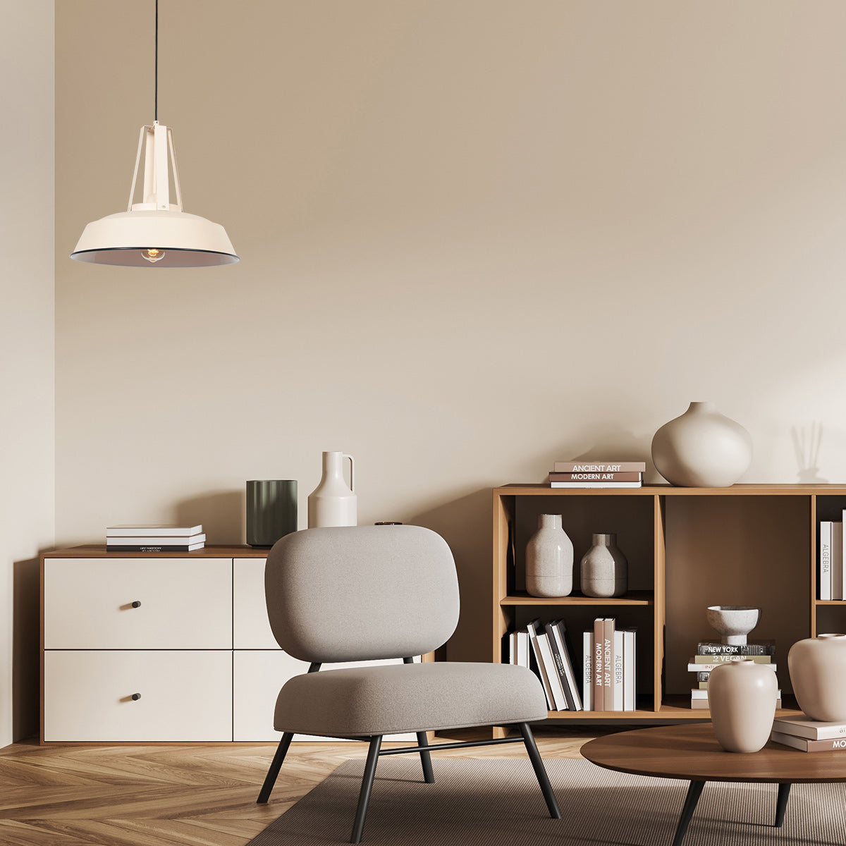 Crèmekleurige Hanglamp Eden 7704CR – Landelijke Stijl en Tijdloos Design