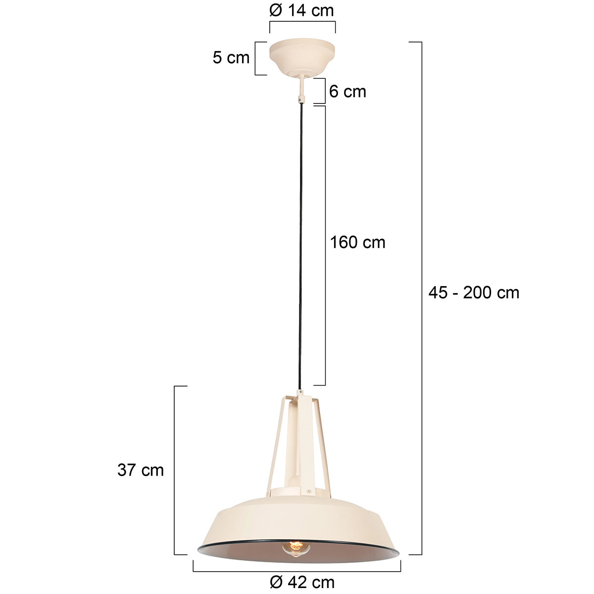 Crèmekleurige Hanglamp Eden 7704CR – Landelijke Stijl en Tijdloos Design