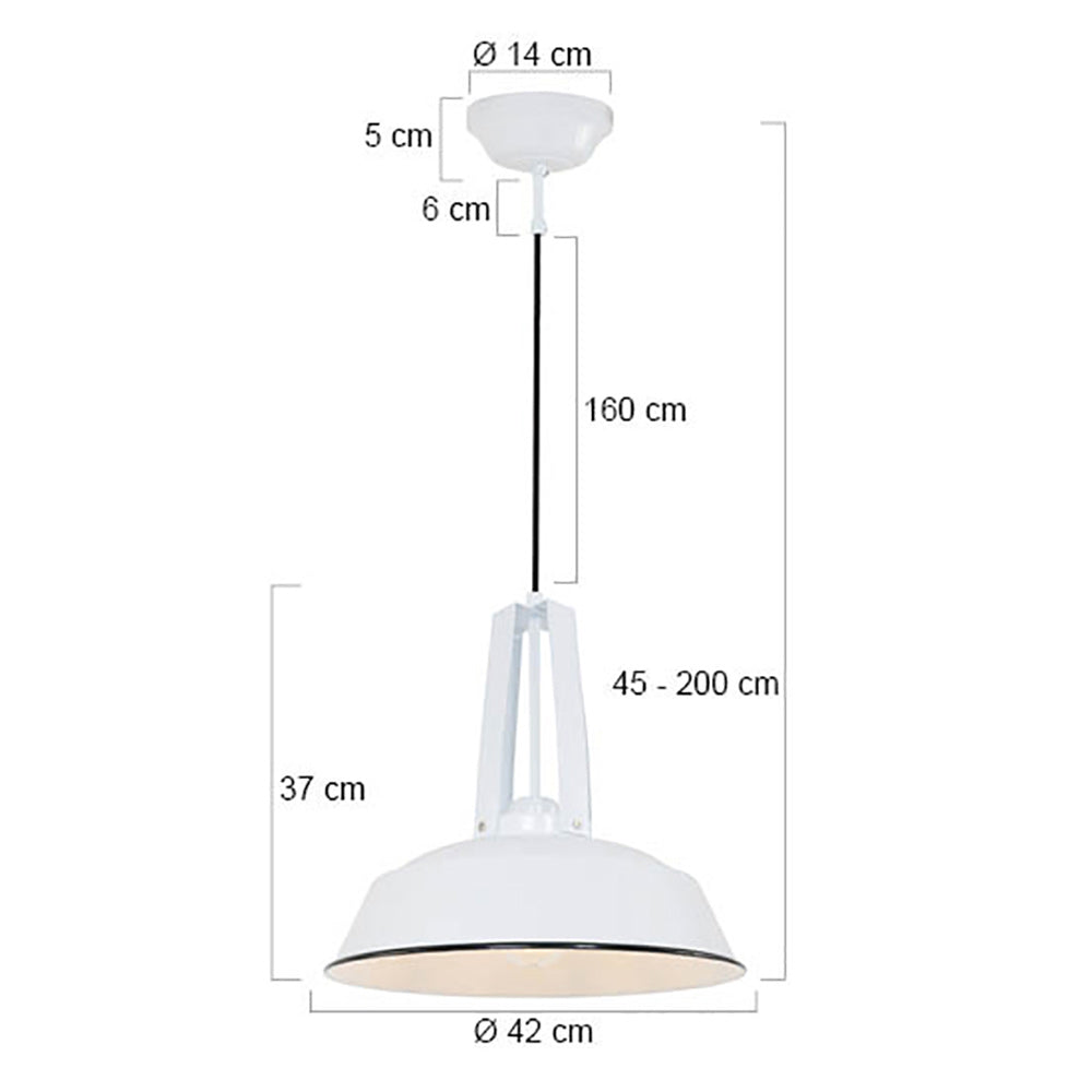 Hanglamp Eden 7704W Wit rond 42cm E27 fitting