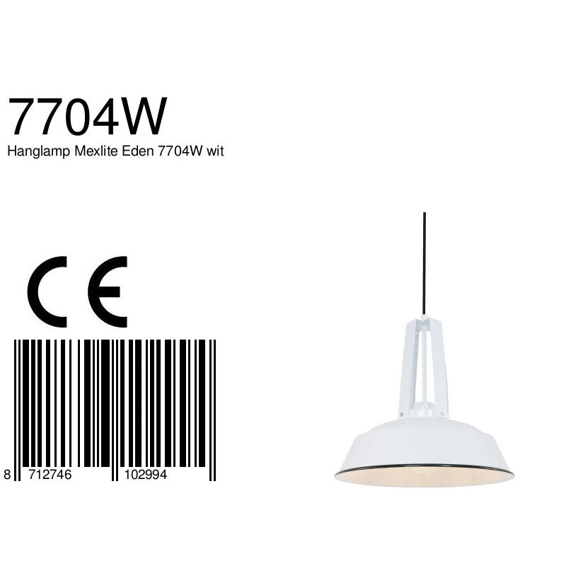 Hanglamp Eden 7704W Wit rond 42cm E27 fitting