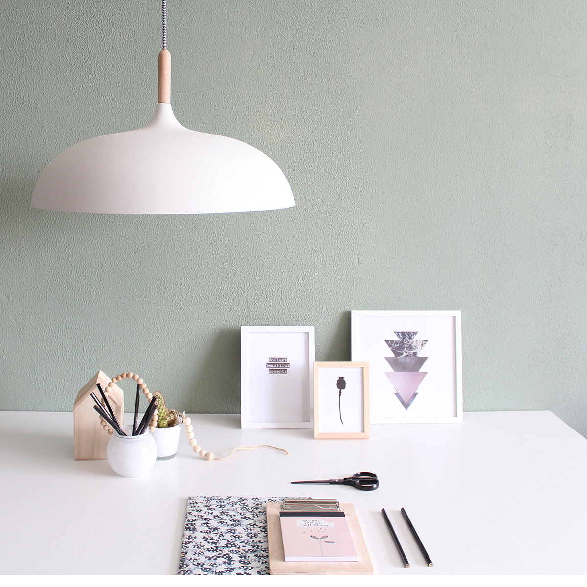 Witte Scandinavische hanglamp Bjorr 7731W Ø45cm