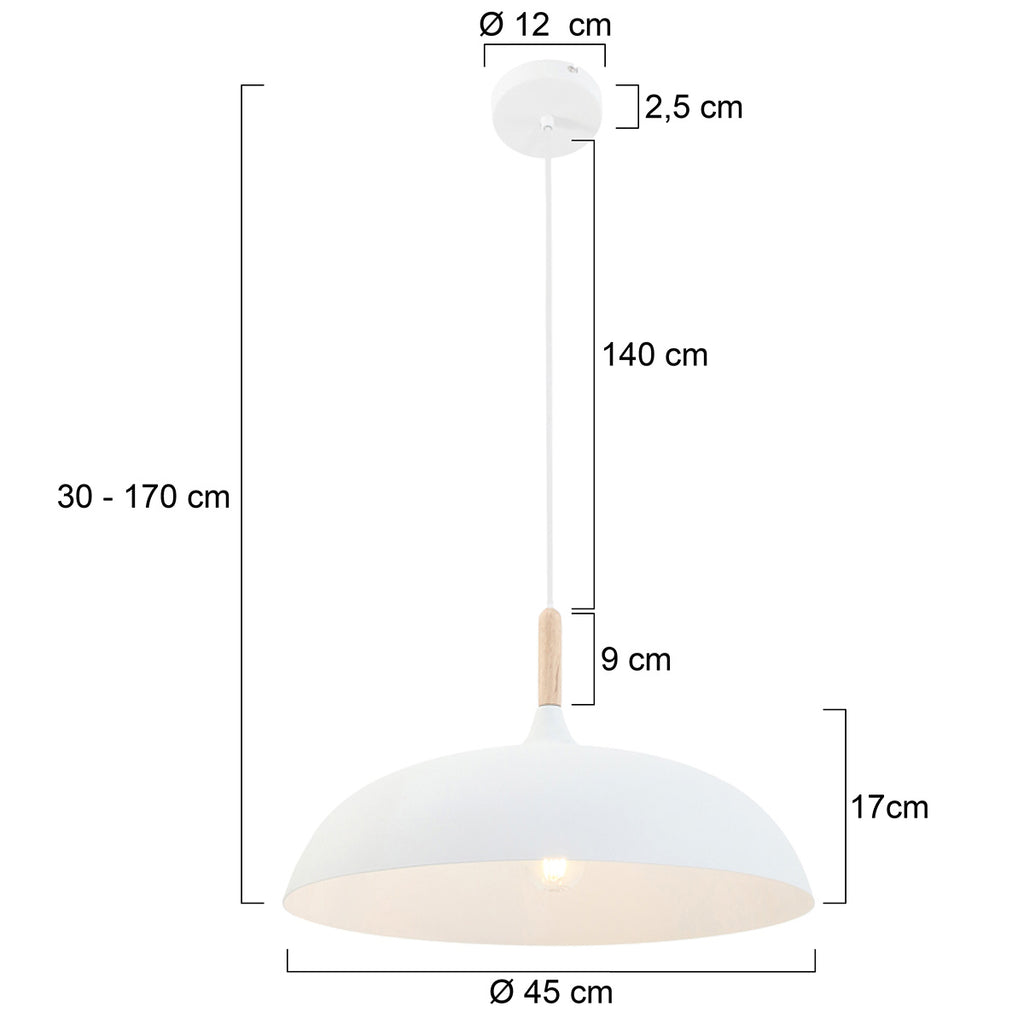 Witte Scandinavische hanglamp Bjorr 7731W Ø45cm
