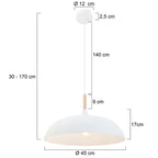 Witte Scandinavische hanglamp Bjorr 7731W Ø45cm