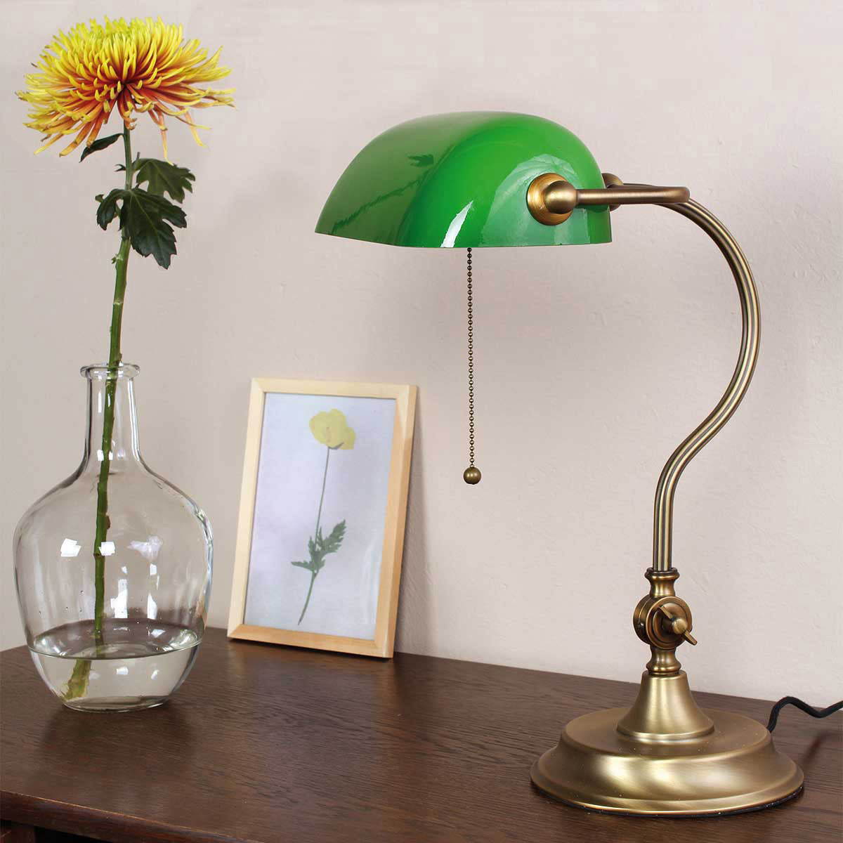 Bronzen notarislamp / bureaulamp 7733BR met grote fitting E27