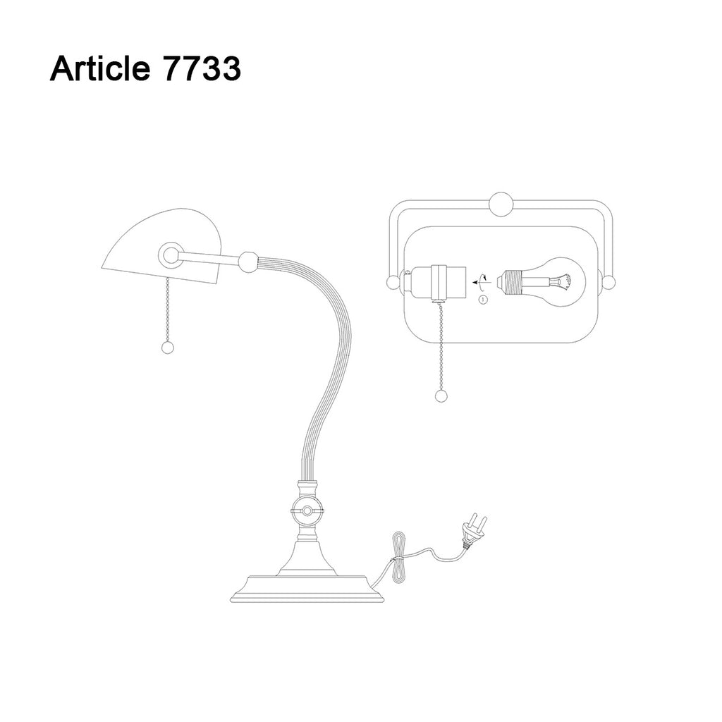 Bronzen notarislamp / bureaulamp 7733BR met grote fitting E27