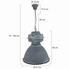 Grijze industriële hanglamp Densi 7779GR Ø47 cm