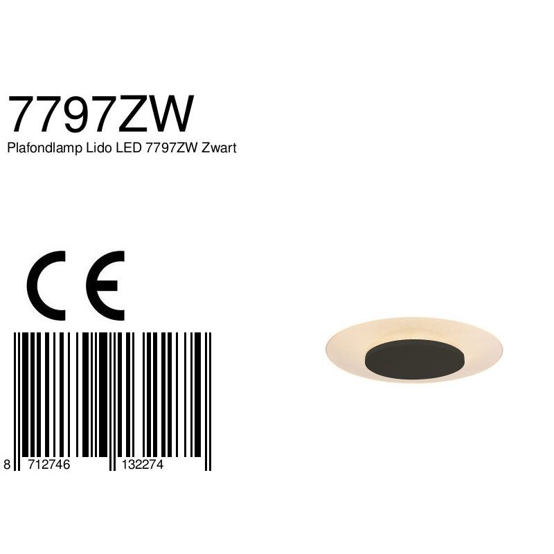 Plafondlamp Ceiling & Wall 7797ZW Zwart