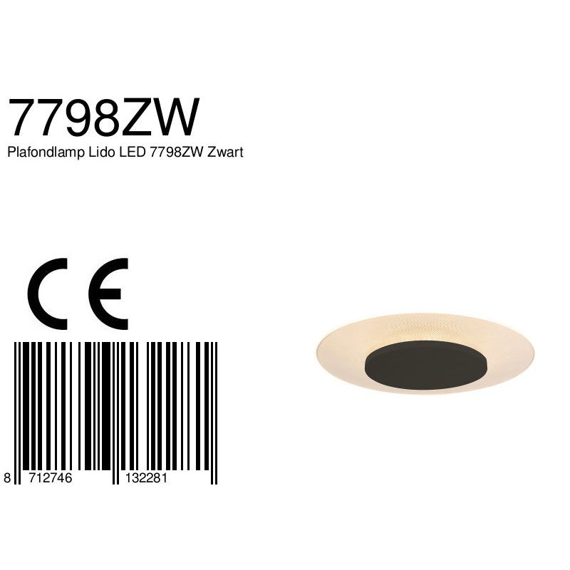 Plafondlamp Ceiling & Wall 7798ZW Zwart