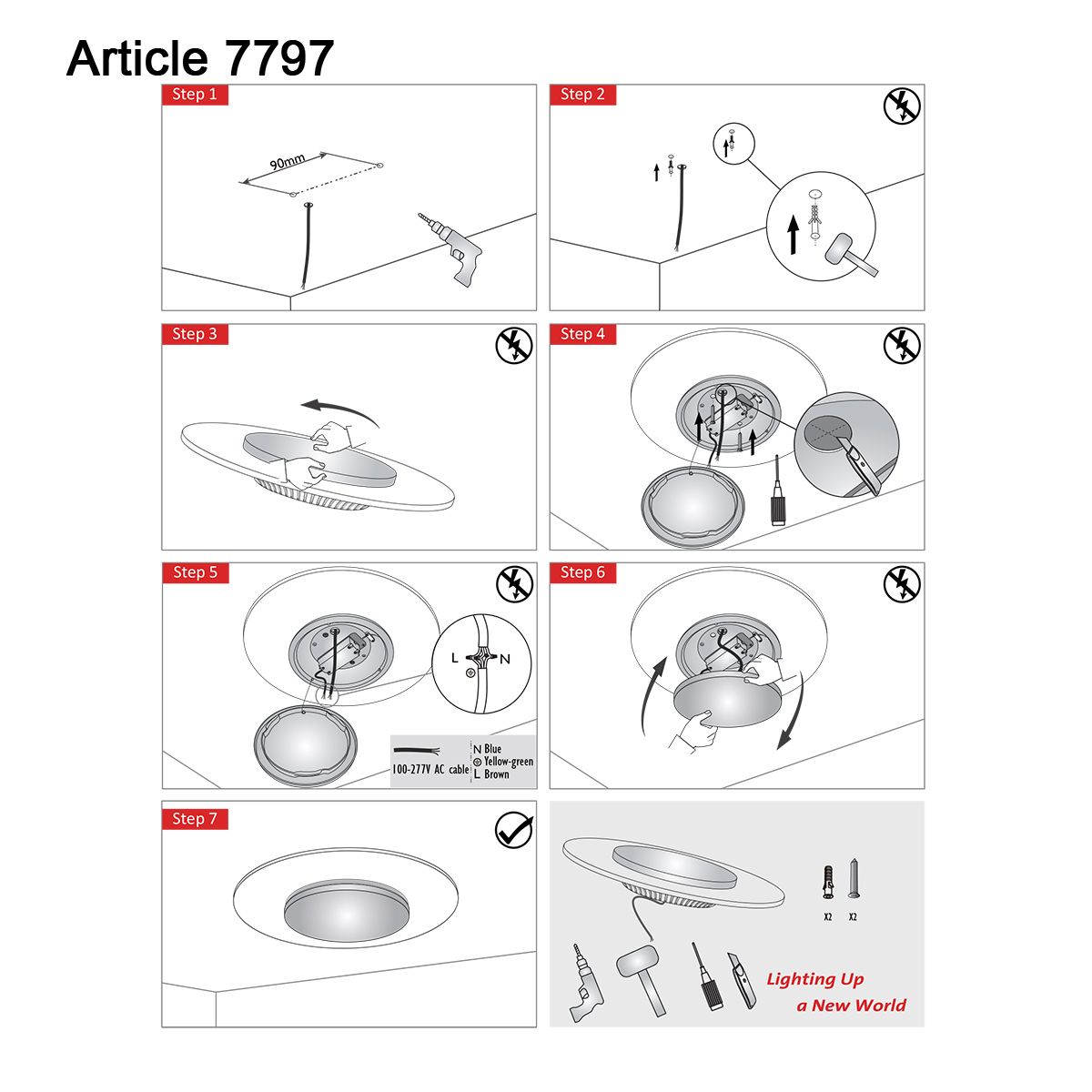Plafondlamp Ceiling & Wall 7798ZW Zwart