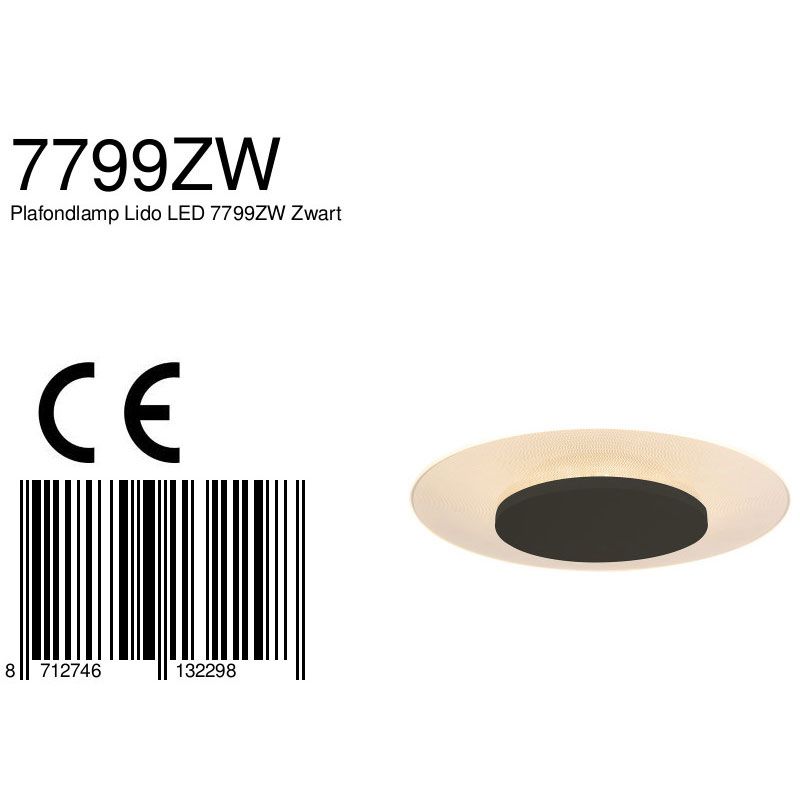 Plafondlamp Ceiling & Wall 7799ZW Zwart