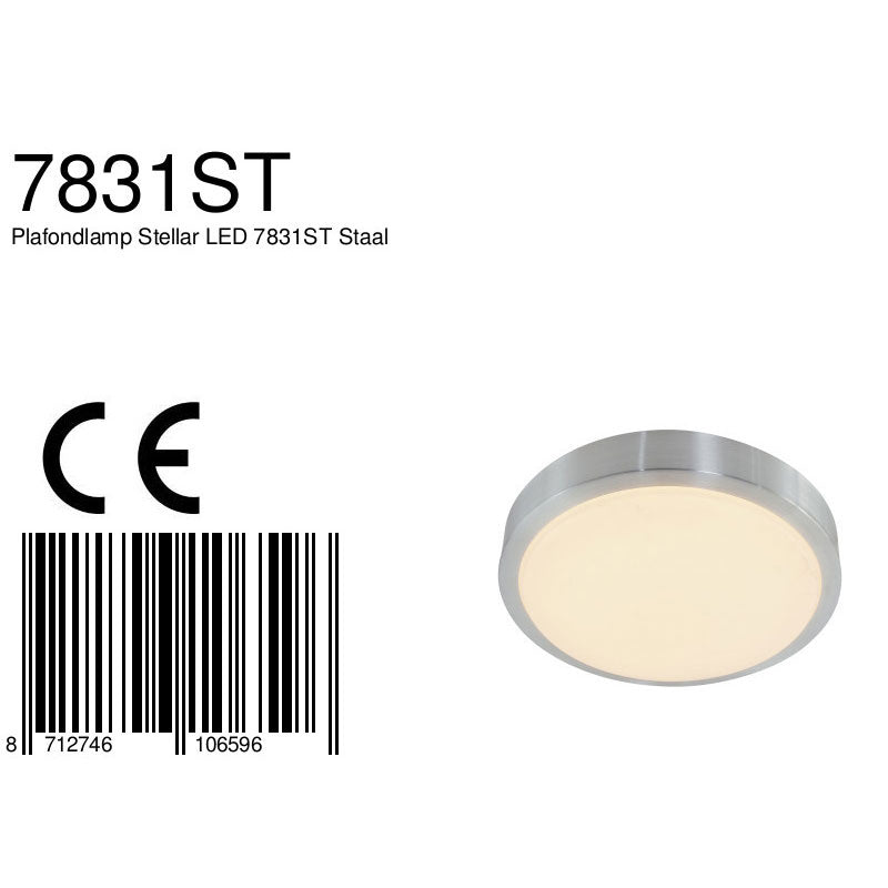 Plafondlamp Galaxy 7831ST Staal ook geschikt voor de badkamer