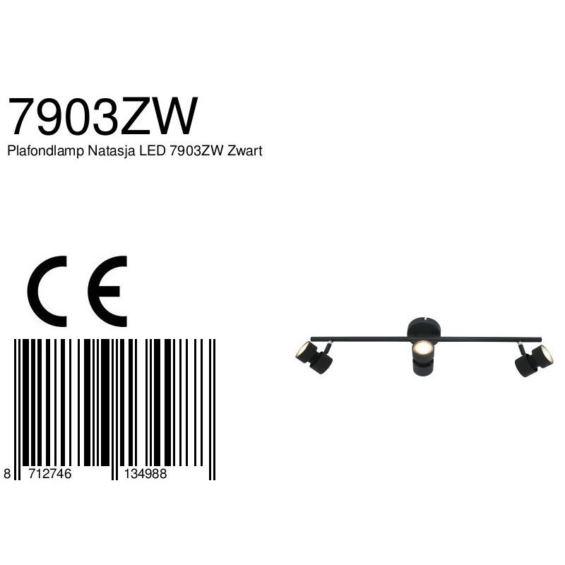 Plafondspot Natasja 7903ZW Zwart