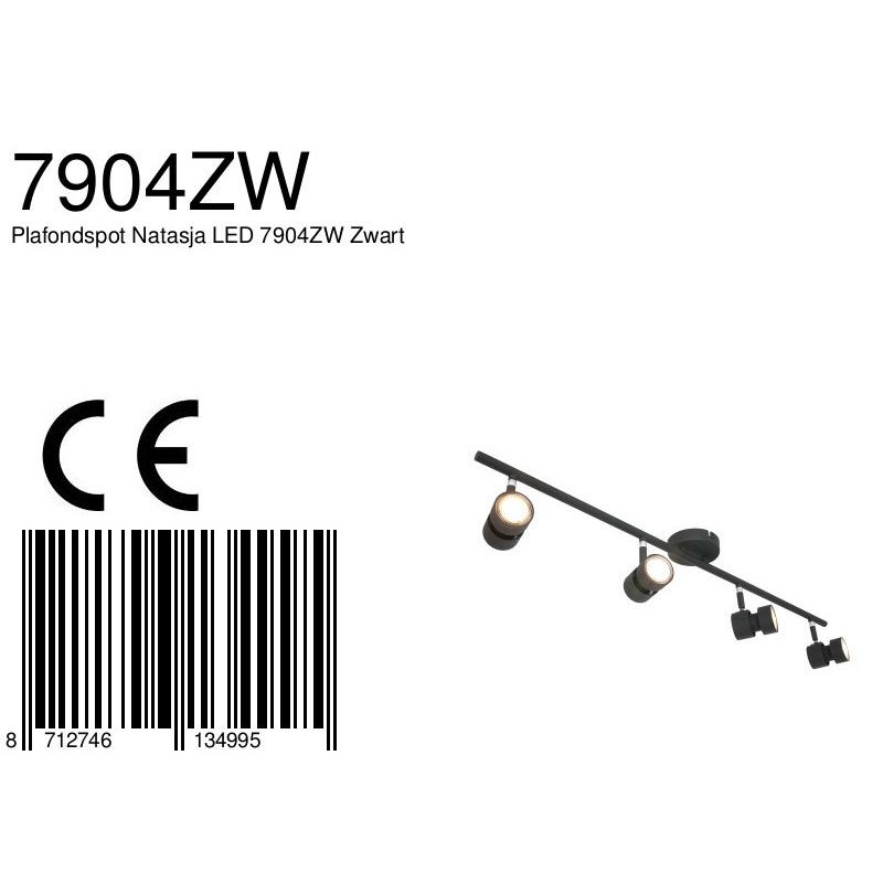 Plafondspot Natasja 7904ZW Zwart