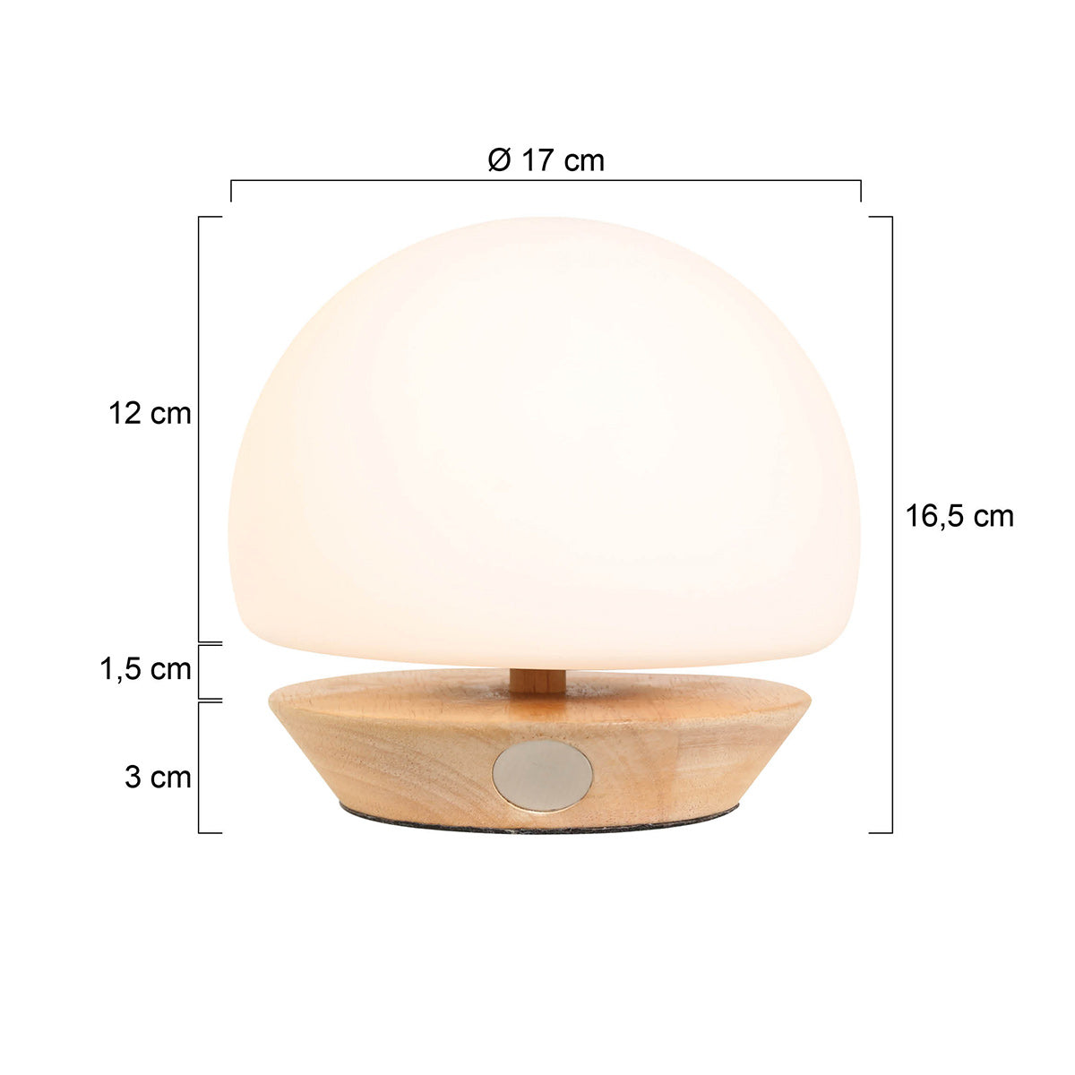 Tafellamp Ancilla 7932BE beuken met wit glas 3 stappen dimbaar