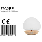 Tafellamp Ancilla 7932BE beuken met wit glas 3 stappen dimbaar