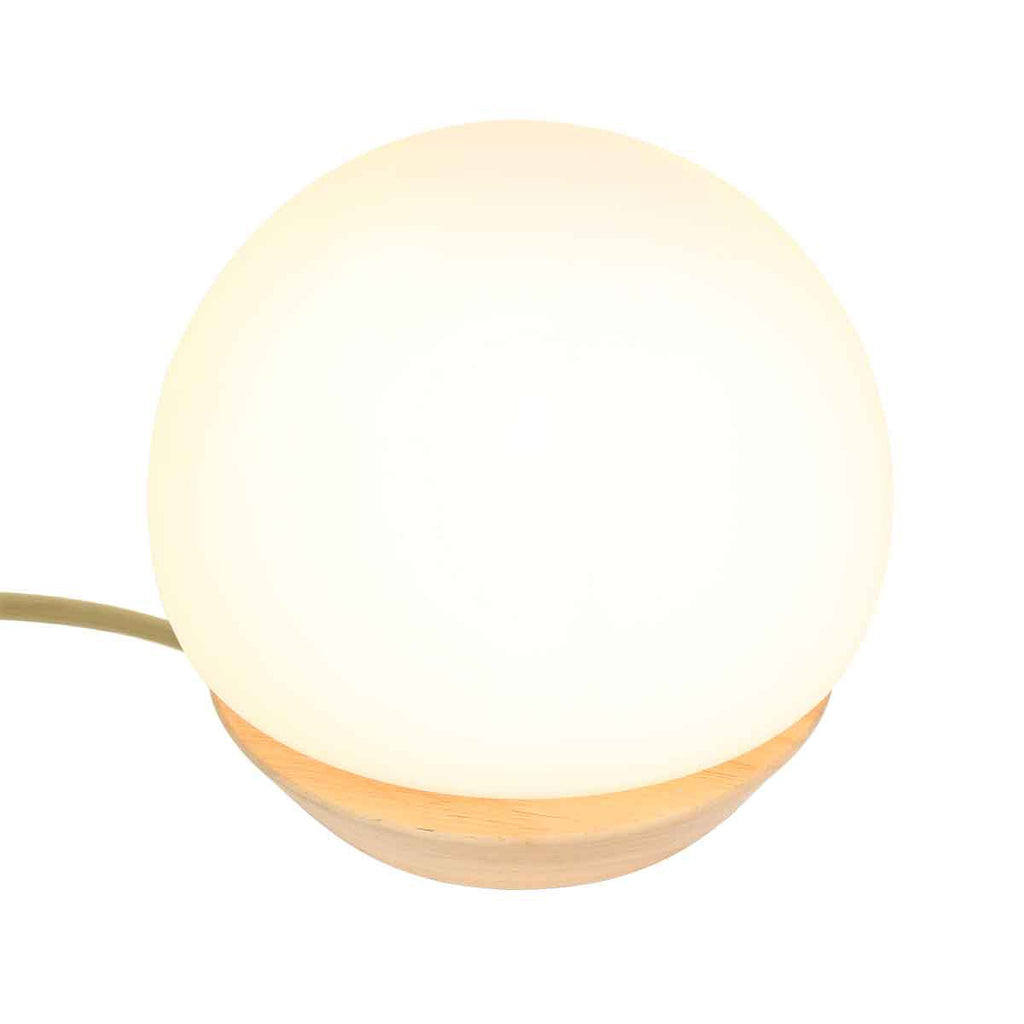 Tafellamp Ancilla 7932BE beuken met wit glas 3 stappen dimbaar