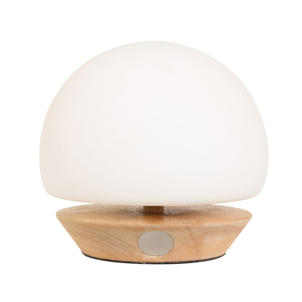 Tafellamp Ancilla 7932BE beuken met wit glas 3 stappen dimbaar