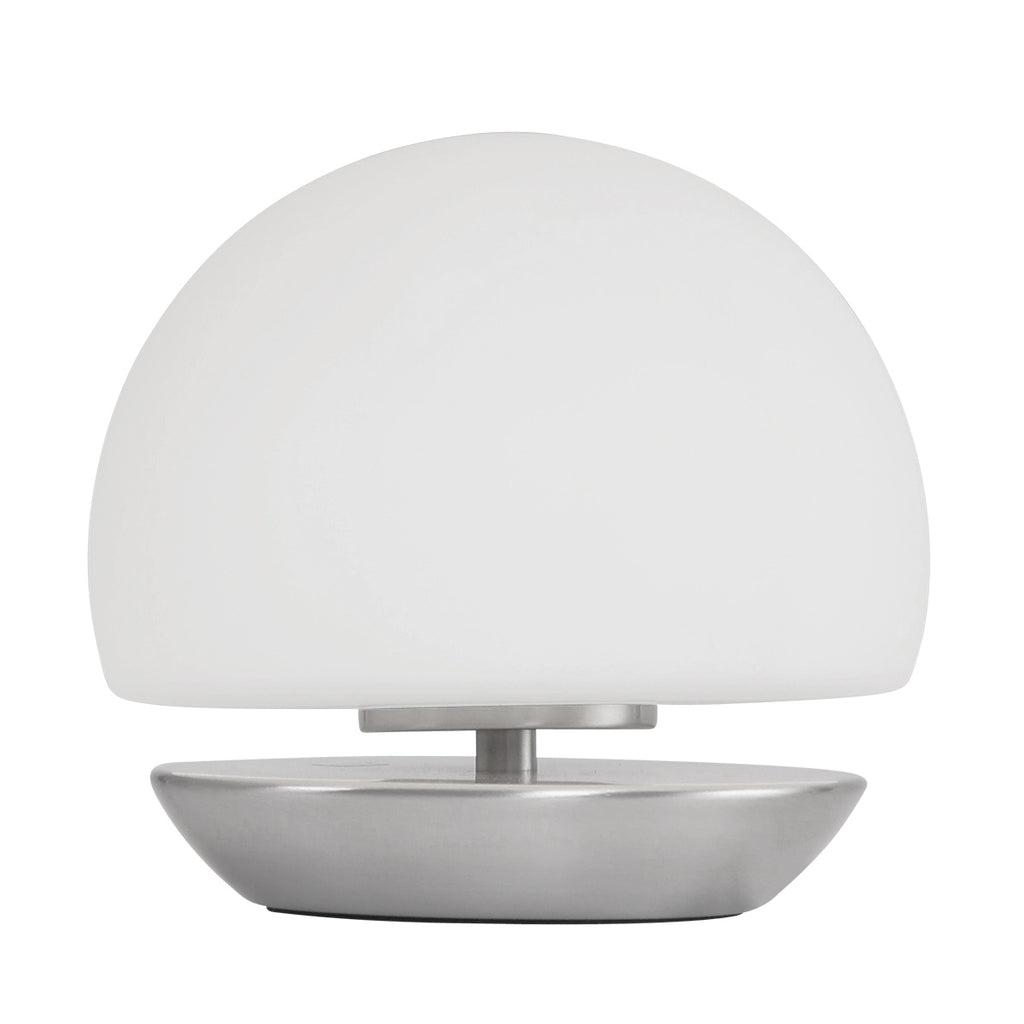 Tafellamp Ancilla 7932ST staal met wit glas en 3 stappen dimbaar