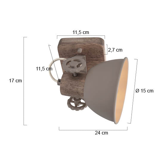 Gearwood 7968TA – Taupe plafondlamp met houtdetails spot