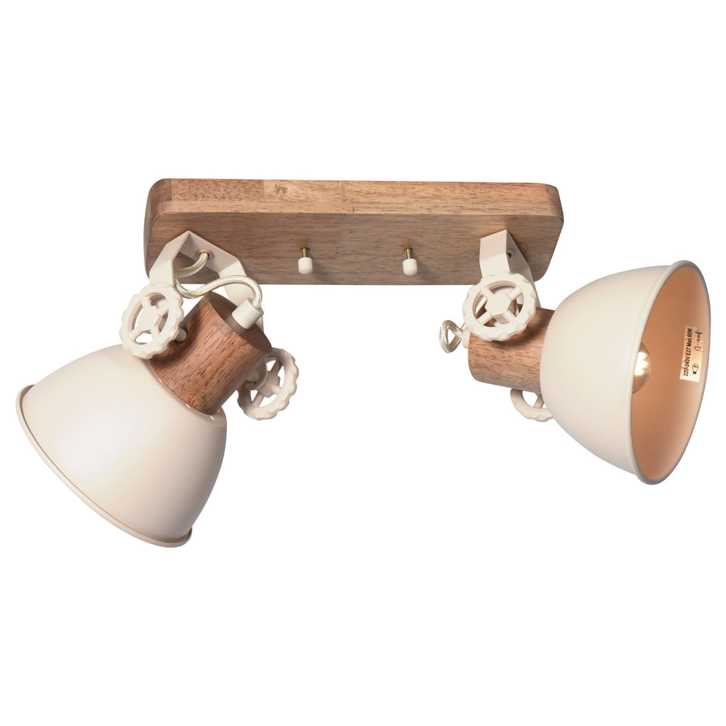 Gearwood 7969CR – Crème plafondlamp met houtaccent spot