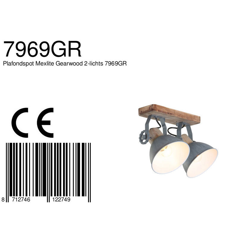 Plafondlamp Gearwood 7969GR Grijs E27 fittingen