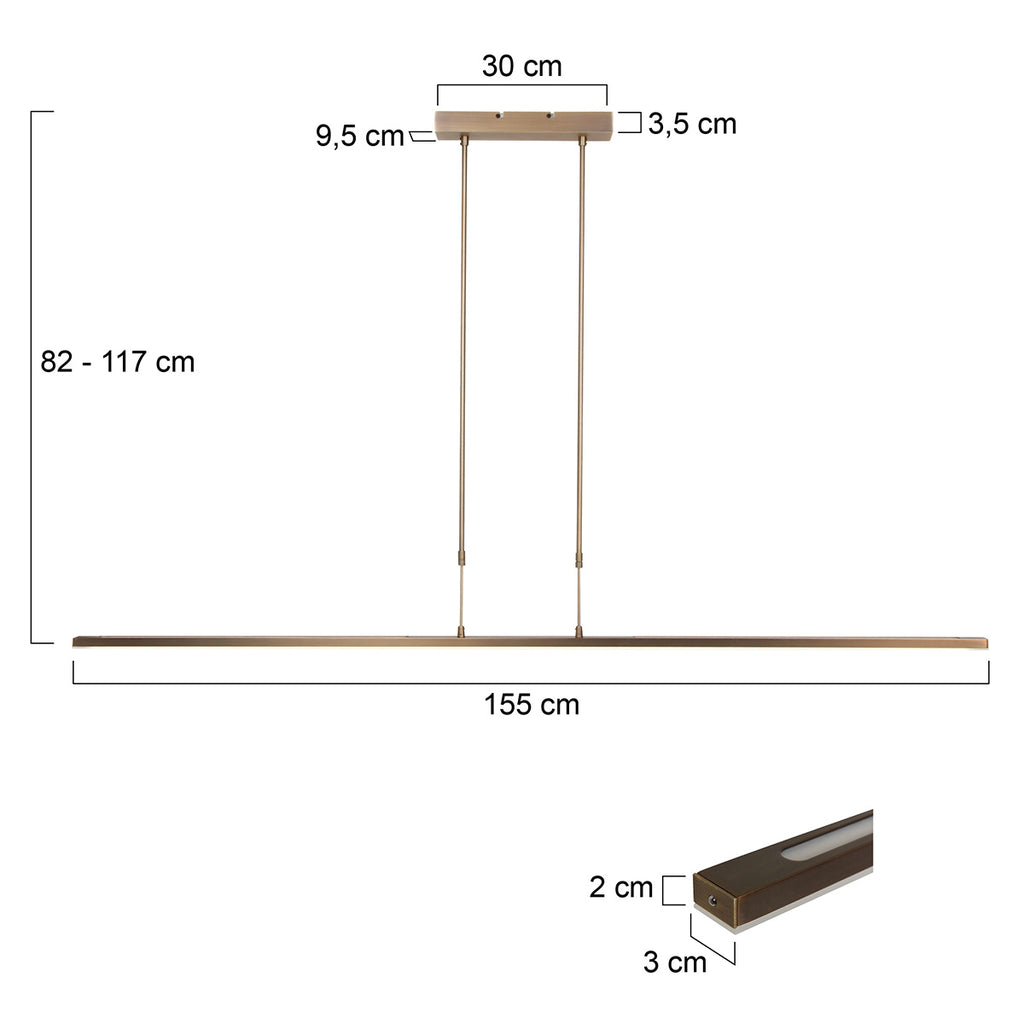 Hanglamp Zelena 7971BR bronzen LED lamp met regelbaar licht