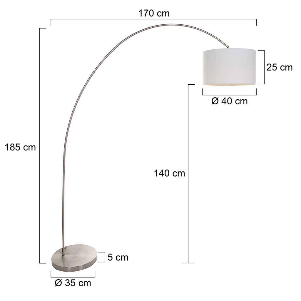 Booglamp Solva 7977ST met grof linnen witte lampenkap E27
