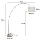 Booglamp Solva 7977ST met grof linnen witte lampenkap E27