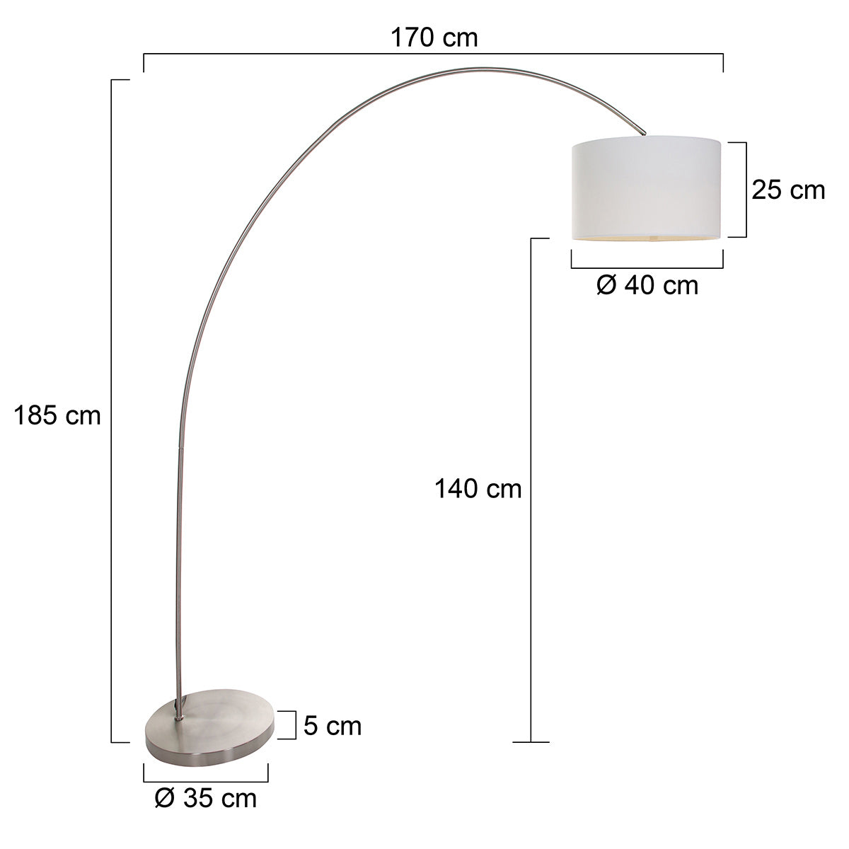 Booglamp Solva 7977ST met grof linnen witte lampenkap E27