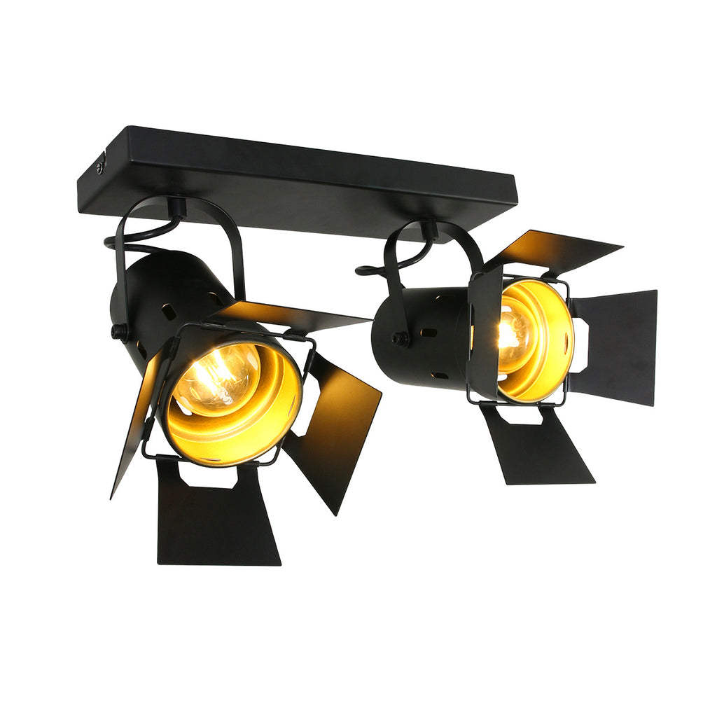 Zwarte 2 lichts plafondspot Carree 7997ZW met E27 fitting