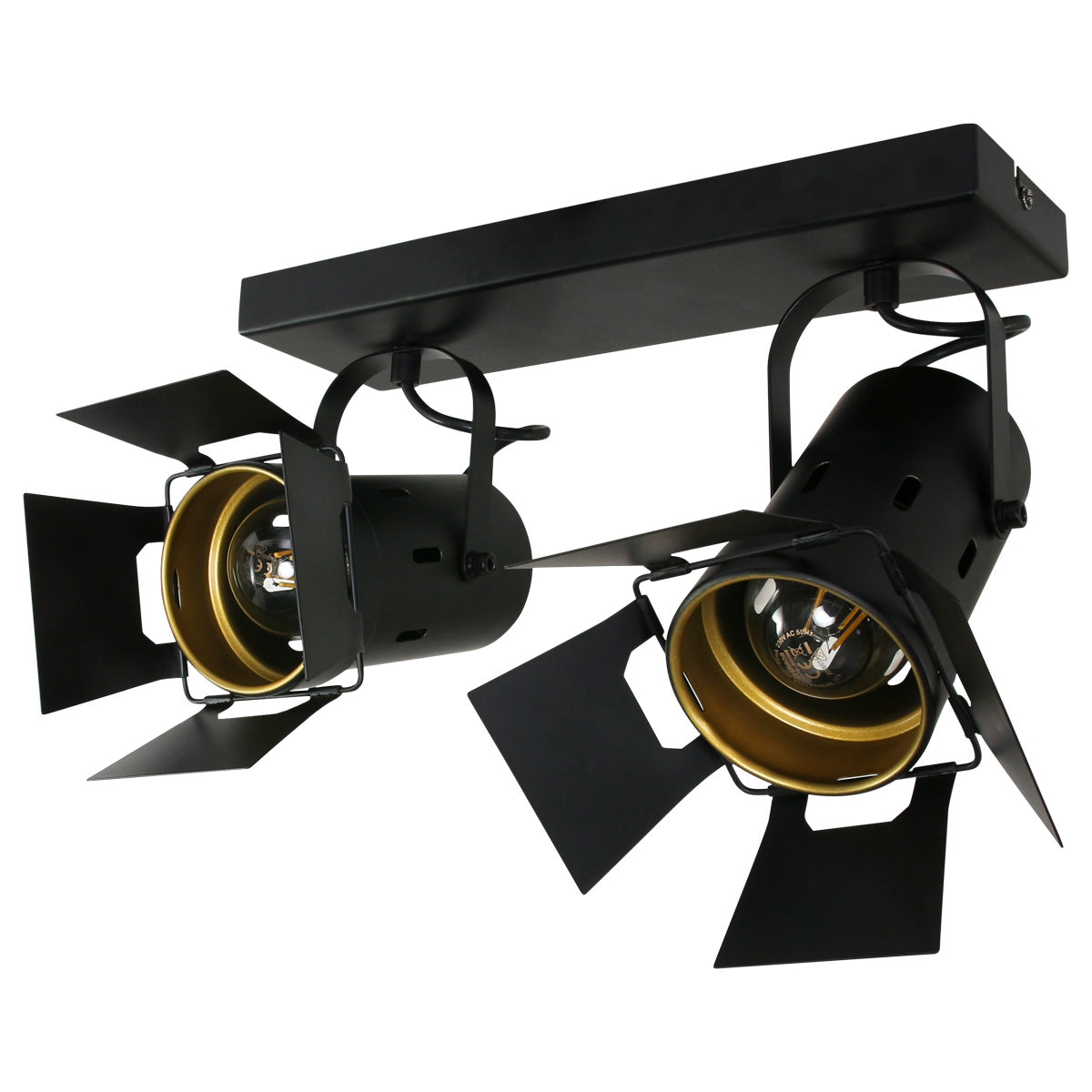 Zwarte 2 lichts plafondspot Carree 7997ZW met E27 fitting