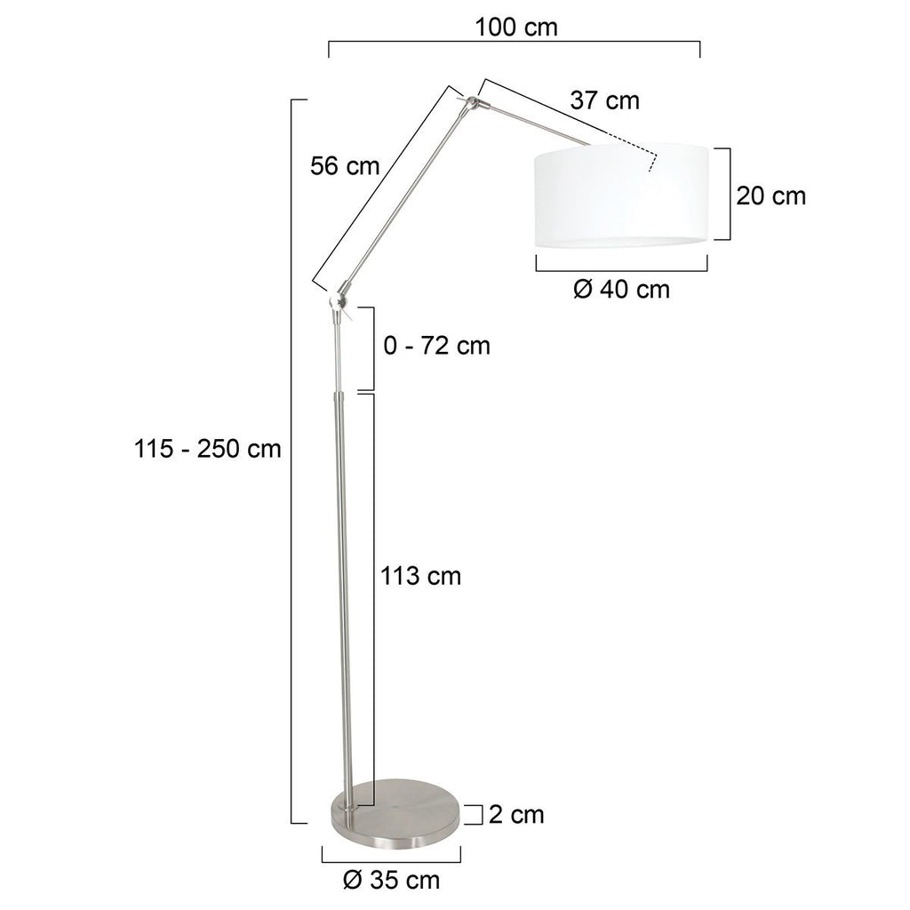 Vloerlamp Prestige Chic 7395ST+K1068QS Staal-Wit Linnen
