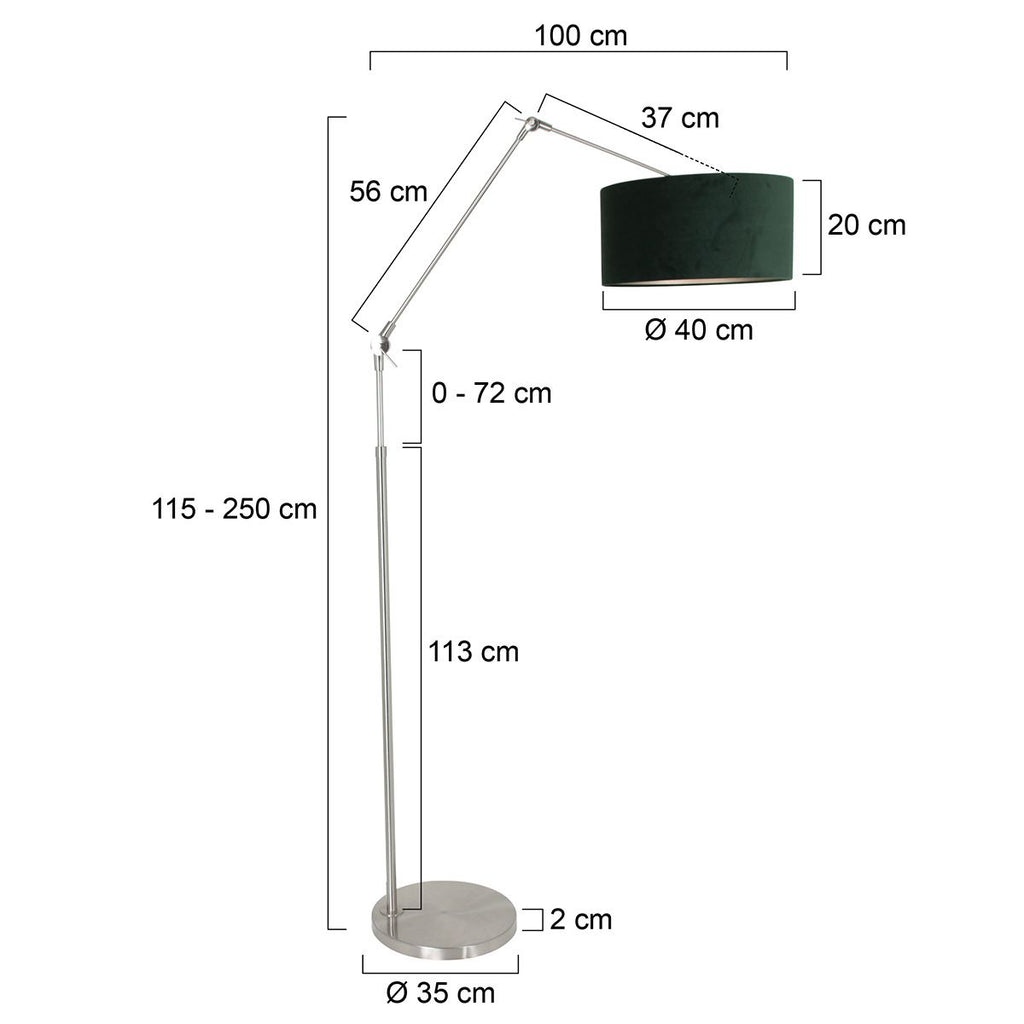 Vloerlamp Prestige Chic 7395ST+K1068VS Staal-Fluweel Groen