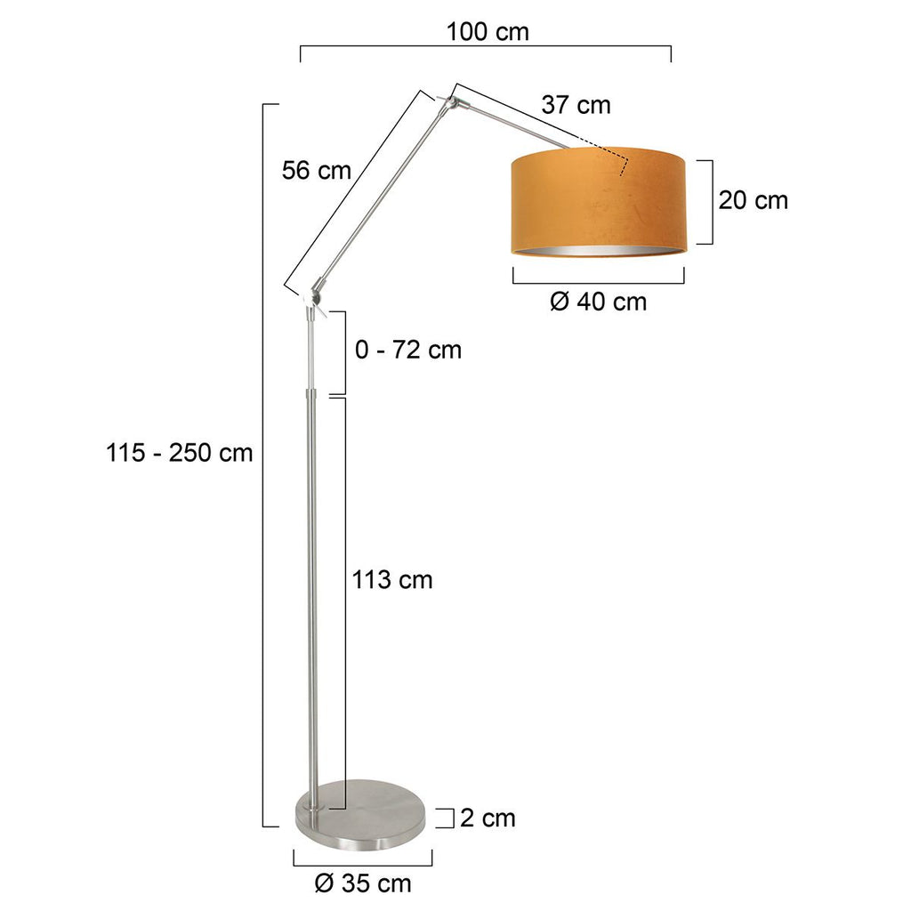 Vloerlamp Prestige Chic 7395ST+K1068KS Staal-Fluweel Goud