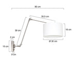 Wandlamp Prestige Chic 7396ST+K7396QS Staal-Wit Linnen