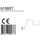 Wandlamp Prestige Chic 7396ST+K7396QS Staal-Wit Linnen