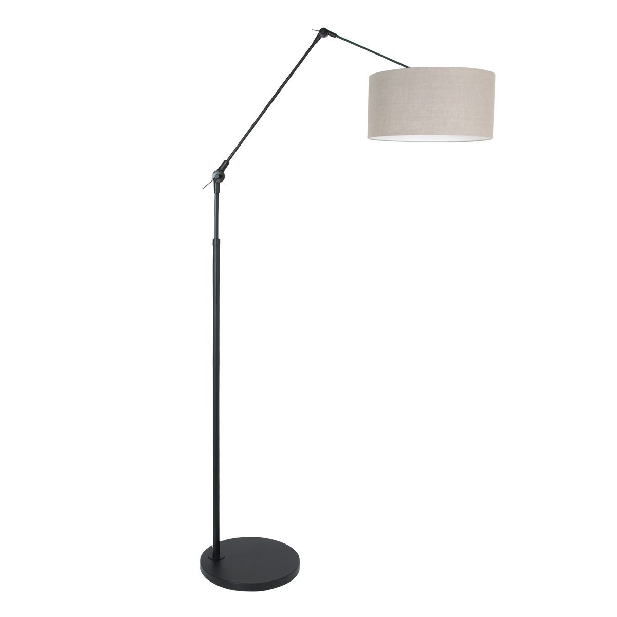 Vloerlamp Prestige Chic 7395ZW+K1068RS Zwart-Grijs Linnen