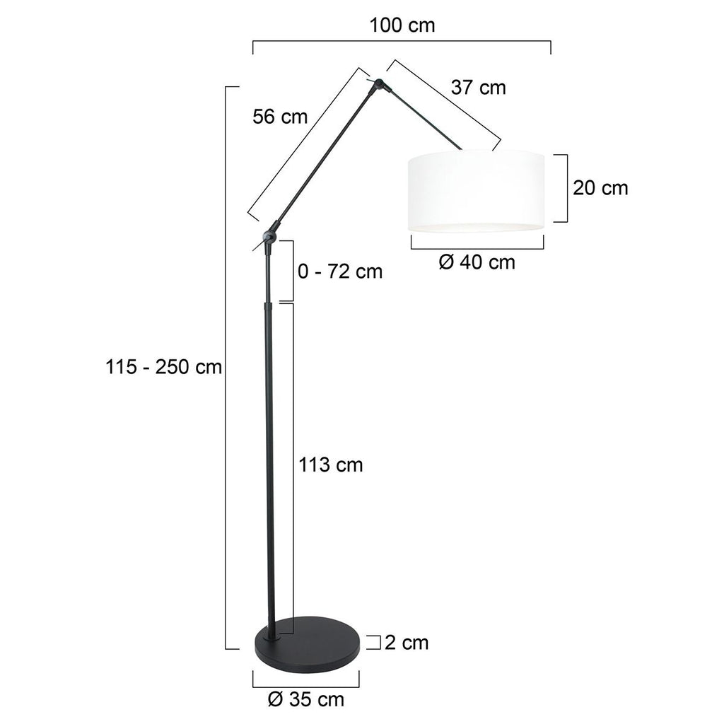 Vloerlamp Prestige Chic 7395ZW+K1068QS Zwart-Wit Linnen
